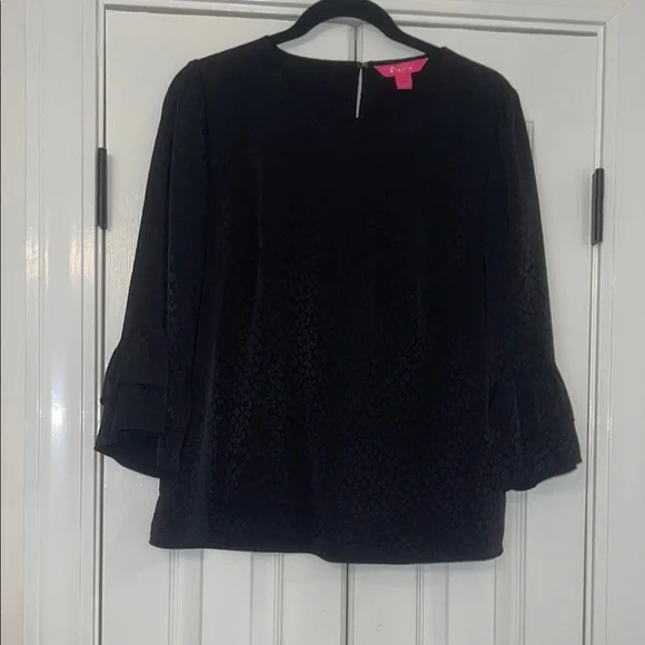 LILLY PULITZER Onyx Christie Bell Sleeve Top Sz. M - Picture 2 of 8